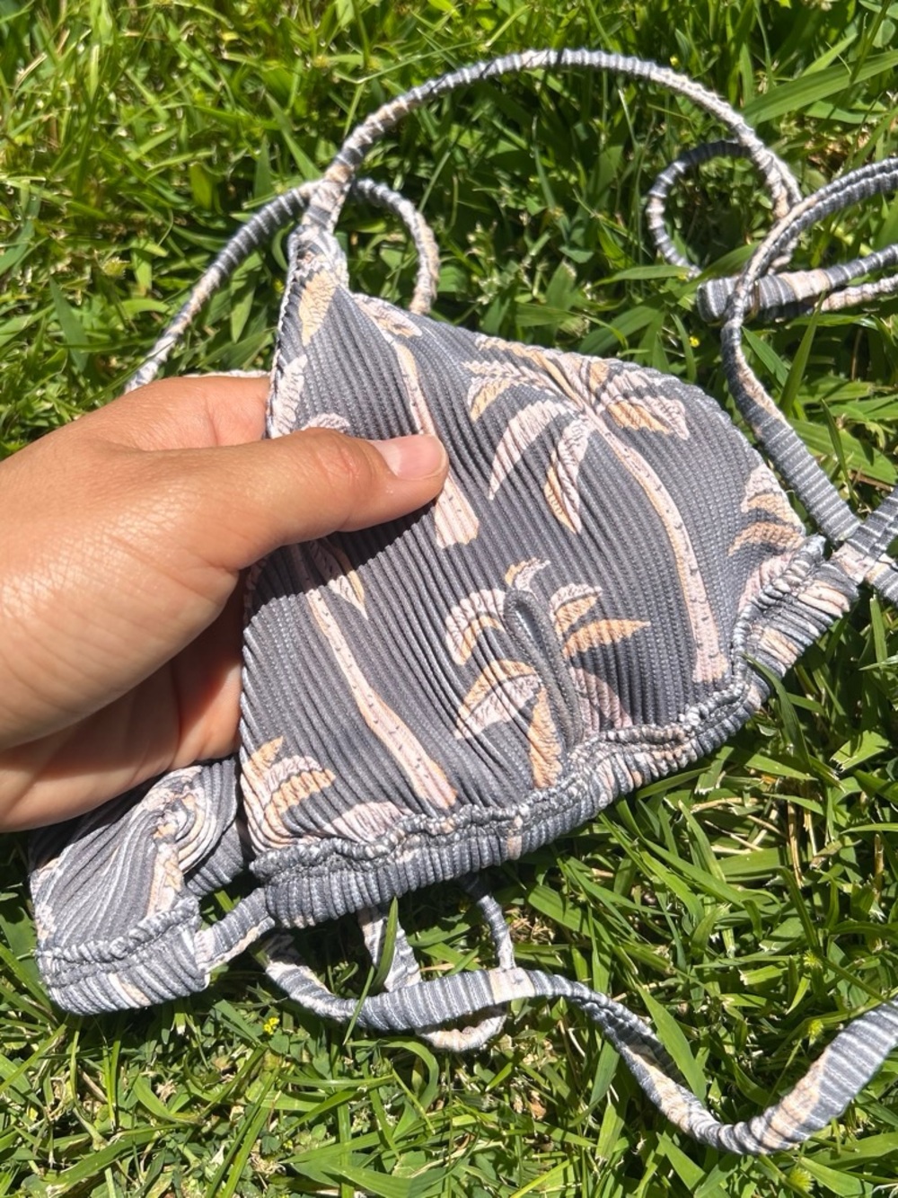 Honey swim Gray Palm Tree Triangle Bikini Top - Picture 2 of 2